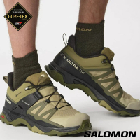 【salomon官方直營】男 X ULTRA 4 Goretex 低筒登山鞋(岩綠/橄欖綠/黑)