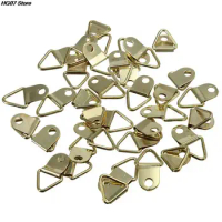 Wholesale 20Pcs Triangle Golden Brass D-Ring Picture oil Painting Mirror Frame Wall Mount Hooks Hangers