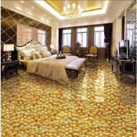 Custom creative 3d 3d gold pearl high - definition floor painting self - adhesive green living room shopping malls decorative