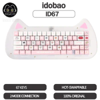 Idobao ID67 Mechanical Keyboard 2 Mode USB Bluetooth Wireless Keyboard Keycaps PBT Hot-Swap RGB Blacklit Gaming Keyboards Gifts