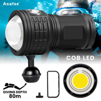 Asafee DRC01 10000LM 50W 專業潛水水下攝影燈 COB 燈珠潛水手電筒 IPX8 防水潛水填充