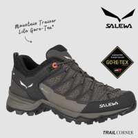 【SALEWA】MOUNTAIN TRAINER LITE GORE-TEX 女 防水登山健行鞋 胡桃木/螢光珊瑚(低筒登山鞋 防