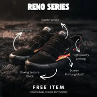SABA Reno Flame ALL Black - FREE KASO KAKI + INSOLE ORTHOLITE Sepatu Sneakers Casual Pria Wanita | S