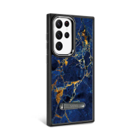 【apbs】Samsung S24/S23系列 軍規防摔鋁合金鏡頭框立架手機殼(大理石寶石藍)