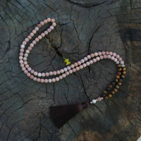 8mm Tiger Eye,JapaMala Necklace,Meditation Mala,Namaste Yoga Jewelry,Chakra Stones Mala,Buddhist Mala Prayer Bead,108 Mala Beads