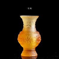 古法琉璃供佛圣蓮花瓶佛堂用品清蓮蓮花凈水寶瓶蓮花供瓶供佛用品