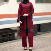 2024 Spring New Arabic Women's Middle East New Set Dubai Abaya Two-Piece Muslim Apparel Southeast Asian Clothing