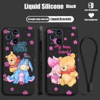 Disney Winnie Pooh Cute For OPPO Find X6 X5 X3 X2 Pro Lite Neo Liquid Left Rope Silicone Cover Phone Case