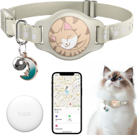 Cat Tracker Collar - Waterproof Airtag Cat Collar with Finder Tag (iOS ONLY) Compatible with Apple A