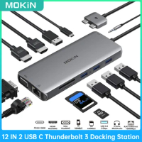 MOKiN Dual Monitor HDMI Adapter USB C Dock To DP VGA PD Ethernet Port USB Splitter for MacBook Pro Air Tablets PC Accessories