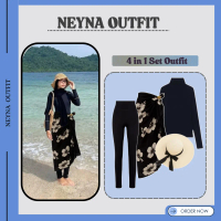 OneSet Wanita Kekinian 2026 (Manset - Selendang Bali - Legging - Topi Pantai) Setelan Neyna Outfit