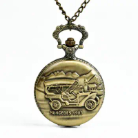 9074 Vintage Pocket Watch Coach Bronze carriage Pocket Watch Bronze Men And Women Children's Gift Pendant Men And Women Gifts