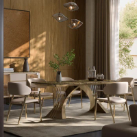 Light luxury marble dining table modern minimalist restaurant villa designer rectangular dining table and chair combination