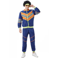 Men Retro 70's 80s Hippie Costume Costume for Adult Rock Disco Hip Hop Outfits Male Cosplay Carnival Halloween Party Fancy Dress