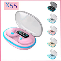 Fon Telinga Bluetooth Tanpa Wayar, DIS0R X55 TWS, Alat Dengar, Kalis Air, Alat Telinga Mini, Fon Kep