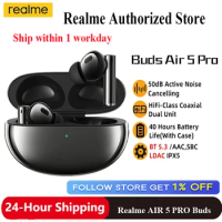 Original Realme Buds Air 5 Pro Bluetooth headphones 50dB Active Noise Cancelling LDAC Bluetooth 5.3 Wireless Headphone