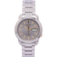 【SEIKO 精工】五號機機芯款機械手錶-灰色面x金色/37mm(SNKK67K1)