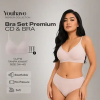 YOUHAVE BH Set Bra Tanpa Kawat Busa Tipis Premium CUP B CD 200028 Ungu 38
