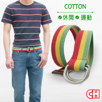 【CH-BELT 銓丞皮帶】彩虹色彩造型純棉棉織帶腰帶皮帶(紅黃綠)