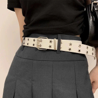 Thắt lưng nữ thời trang phong cách Hàn Quốc nhiều lỗ hình sao kết hợp quần jean mới 2025 phong cách 