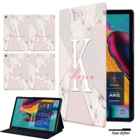 English Name Pattern Tablet Case for Samsung Galaxy Tab A A6 7.0 10.1"/Tab A 9.7 10.1 10.5"/Tab S5e 10.5" Flip Stand Cover + Pen