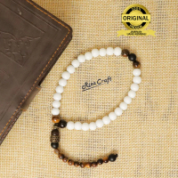 Tasbih 33 Biji Butir Batu GIOK Putih Susu ASLI Alam Natural Tembus Cahaya