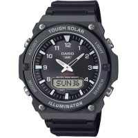【CASIO 卡西歐】卡西歐太陽能雙顯電子錶-黑色(AQ-S820W-1A)