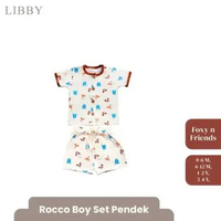 LIBBY Earth Setelan Baju Bayi Newborn Anak Laki Laki Lengan Pendek Celana Pendek - Rocco set Boy 0-4