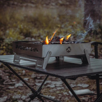 Grill Stand Stainless Steel Cookware Titanium Firewood Stove for Camping Nature Hike Grill Portable Tourism Kitchen Equipment