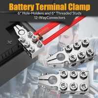 ขั้วต่อขั้วแบตเตอรี่ แคลมป์ขั้วแบตเตอรี่ 12 ทาง เทอร์มินอลด้านบนโพสต์ 8AWG ถึง 4/0 (XL) เกจ AWG