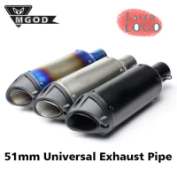 38-51mm Universal For YZF R6 R15 Z800 CBR650 XMAX GSX 250 GSX250 MT07 Motorcycle Racing Laser Exhaust Pipe Escape Moto Black Pit