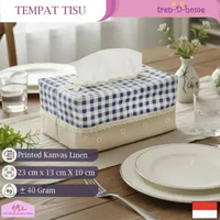 Tren-D-home - Tempat sarung tisu motif kotak bahan kain kanvas persegi panjang rumah ruang tamu tiss