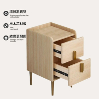 【SUNHO三禾】實木床頭櫃 床邊櫃 雙抽櫃子 輕奢岩板櫃 置物櫃(25cm超窄隙縫收納邊櫃 免安裝收納櫃)