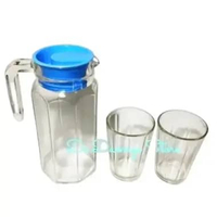 KIMGLASS Kalea Water Pitcher Teko Set Gelas - Biru [3 pcs/ 1 Pitcher + 2 Gelas] Biru