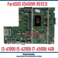 StoneTaskin High quality For ASUS X541UAK Laptop Motherboard X541UVK REV2.0 Main Board I3-6100U I3-6006U I5-6200U I7-6500U 4GB