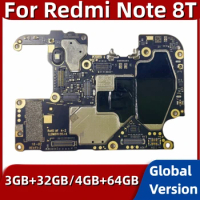 Mainboard MB for Redmi Note 8T, Unlocked Logic Board with Global MIUI System, 32GB, 64GB ROM