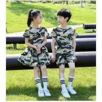 2022兒童新款迷彩服小學生夏令營短袖套裝軍訓服裝幼兒園演出服