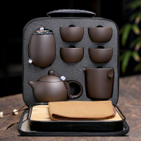 茶具套組 便攜茶具套裝 旅行茶具 車載功夫茶具套裝 旅行便攜包 一壺四杯茶盤辦公戶外紫砂泡茶壺茶具