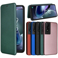 For TCL 50 5G Case Luxury Flip Carbon Fiber Skin Magnetic Adsorption Case For TCL 50 5G Phone Bags