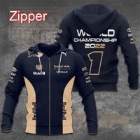 (ในสต็อก) Max Verstappen X Red Bull Racing F1 World Championship เสื้อสเวตเตอร์ผู้ชายฤดูใบไม้ผลิและฤ