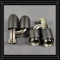 H Model Matte For Akrapovic Exhaust Pipe Nozzles Length 240MM Car Universal Carbon Stainless Rear Diffuser Muffler Tip Tailpipe