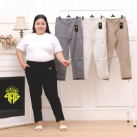 CELANA CHINO JUMBO WANITA BAGGY PANTS KATUN TWILL COMBED VARIASI 3 KANCING (TEBAL MELAR ELASTIS) CAS