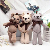 14cm Plush Toys linen Teddy Bear Soft Stuffed Animal Toys Small Pendant By Phone Bags Keychain Gifts For Wedding