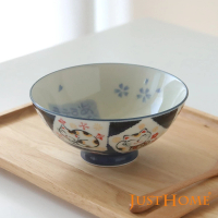 【Just Home】日本製美濃燒陶瓷5.5吋中式飯碗420ml-招福招財貓(毛料飯碗)