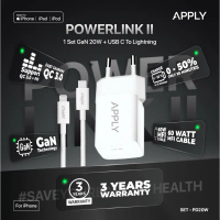 [GARANSI 3 TAHUN] Apply - MFI POWERLINK II - 1 Set Charger iPhone PD20W + MFI Cable Lightning 60W Fo