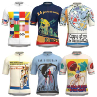 Retro Men Cycling Jersey Summer Short Sleeve Bike Jersey Breathable Quick Dry Triathlon Cycling Clothing Mtb Can Customized