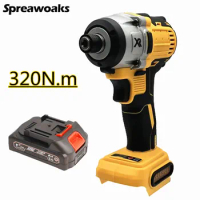 Brushless Screwdriver Impact Driver 320N.m Electric Cordless Drill Stepless 1/4" With 3-LED For 18V Makita Battery