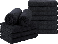 Orighty Black Salon Towel Pack of 12(Not Bleach Proof 16 x 27 Inches) Super Soft and Absorbent Micro