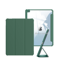 XUNDD軍事筆槽版 2020/2019 iPad 10.2吋 共用 鏡頭全包休眠喚醒 磁吸支架平板皮套(暗夜綠)