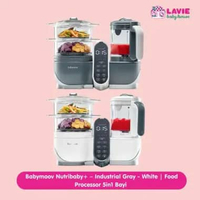 Babymoov Nutribaby+ – Industrial Gray - White | Food Processor 5in1 Bayi | Steam, Blend, Steril & Pe